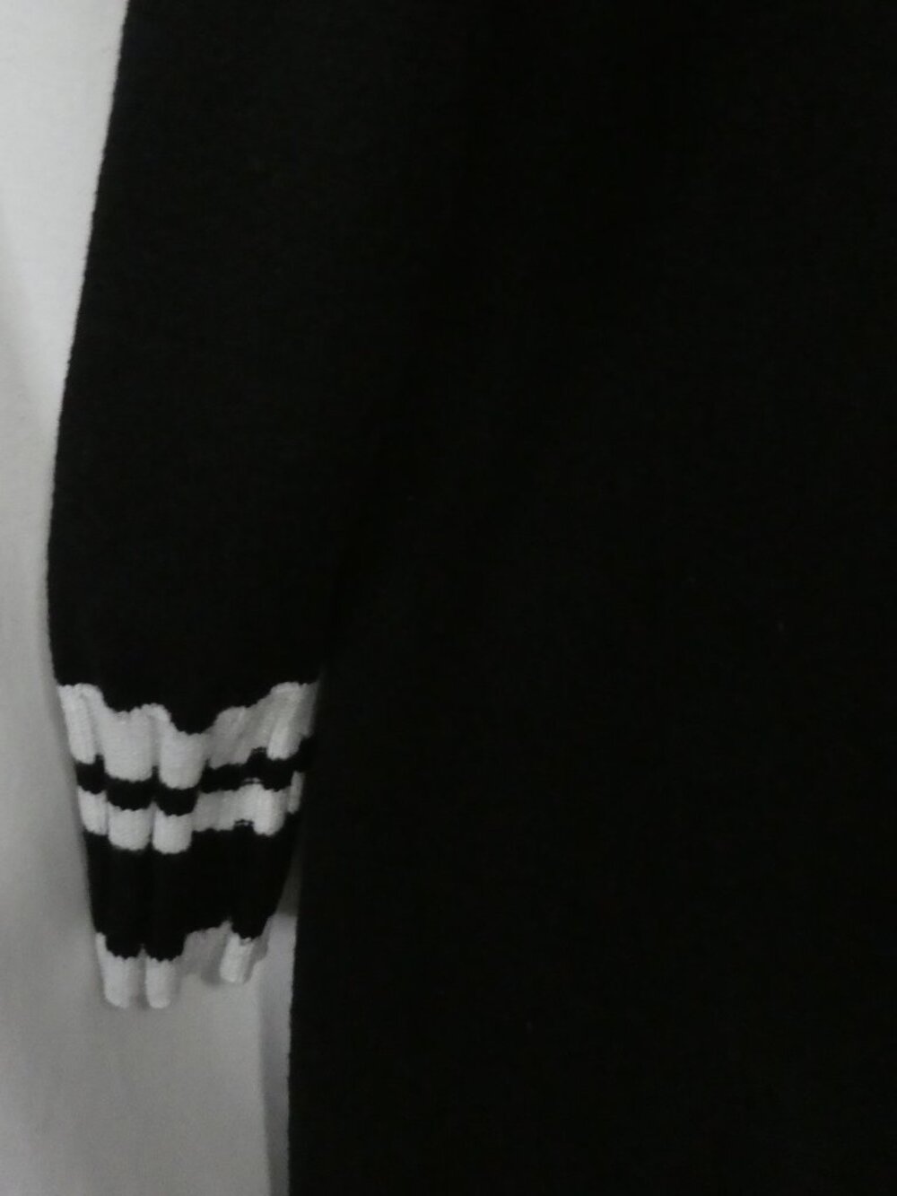 TRISTAN Long Mock Neck Sweater Dress Button Detail - Black and White - Medium - Picture 13 of 16